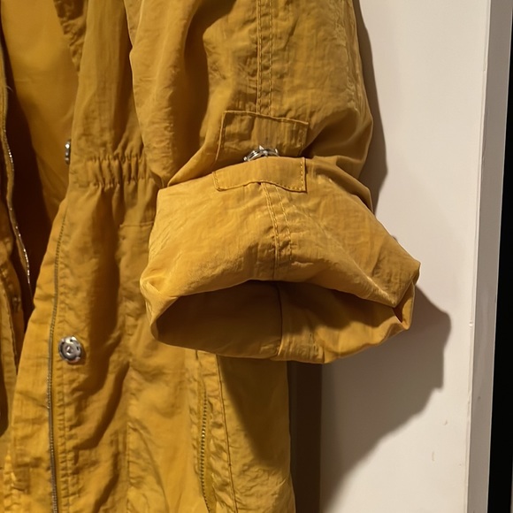 Mustard Colored Cinched Waist Rain Coat - Picture 6 of 11